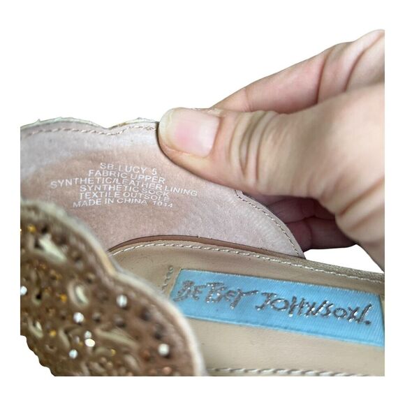 BETSEY JOHNSON Lucy Pink Rhinestones Cutout Pointed Slip On Flats Shoes Size 5 - Picture 8 of 10